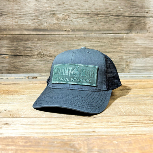 Military Green Emblem Patch Hat - Charcoal/Black