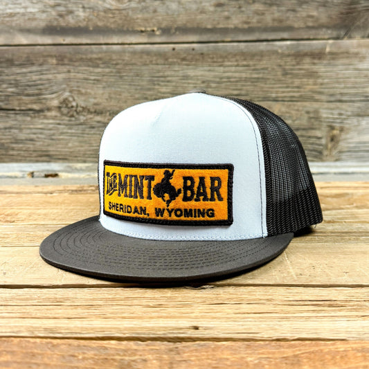 Mustard Felt Emblem Patch 5 Panel Hat - White/Brown