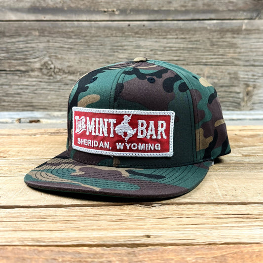 Red Emblem Patch 5 Panel Cotton Twill Snapback - Camo