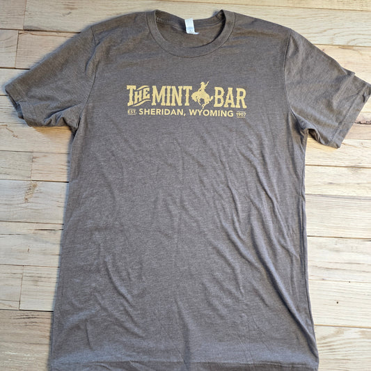 Brown Heather Classic Tee with khaki print