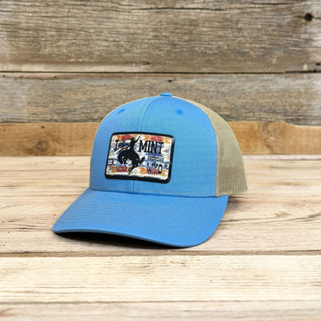Aztec to Black Leatherette Patch Hat - Columbia Blue/Khaki