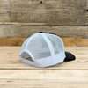 Beadwork to Black Leatherette Patch Hat - Black/White