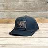 Black to Gold Leatherette Patch 5 Panel Snapback w/ Rope - Black/Copper Chainlink Rope