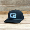 Blue to Black Leatherette Patch 5 Panel Snapback w/ Rope - Black/Light Blue Chainlink Rope