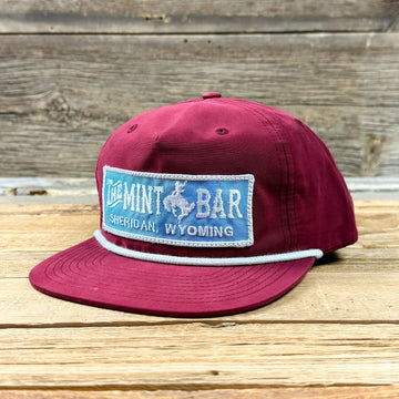 Light Blue Emblem Patch Grandpa Hat - Burgundy/White