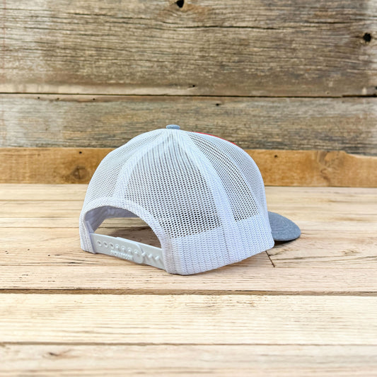 Light Grey Arrowhead Patch Hat - Red/White/Heather Grey