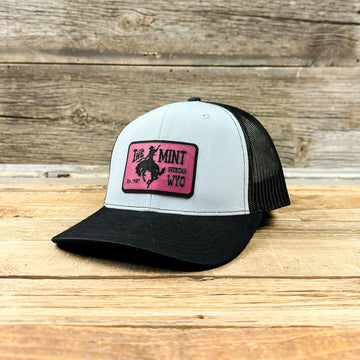 Pink Leatherette Patch Hat - White/Black