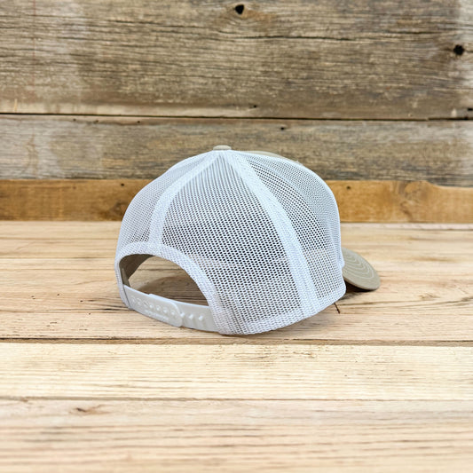 Quilted Southern to Black Leatherette Patch Hat - Khaki/White