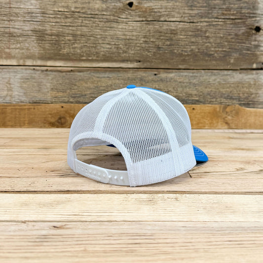 Serape to Black Leatherette Patch Hat - Cyan/White