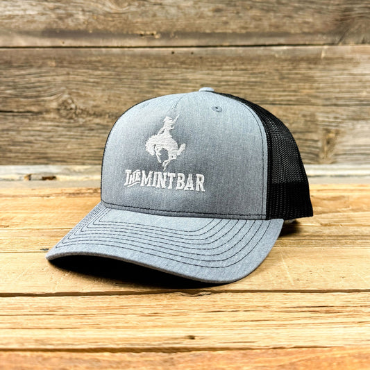 White Stacked Logo Hat - Heather Grey/Black